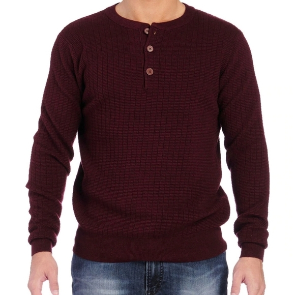 NWT Jeremy Argyle NYC wool blend heavy fair labor burgundy henley B22 - Picture 1 of 6